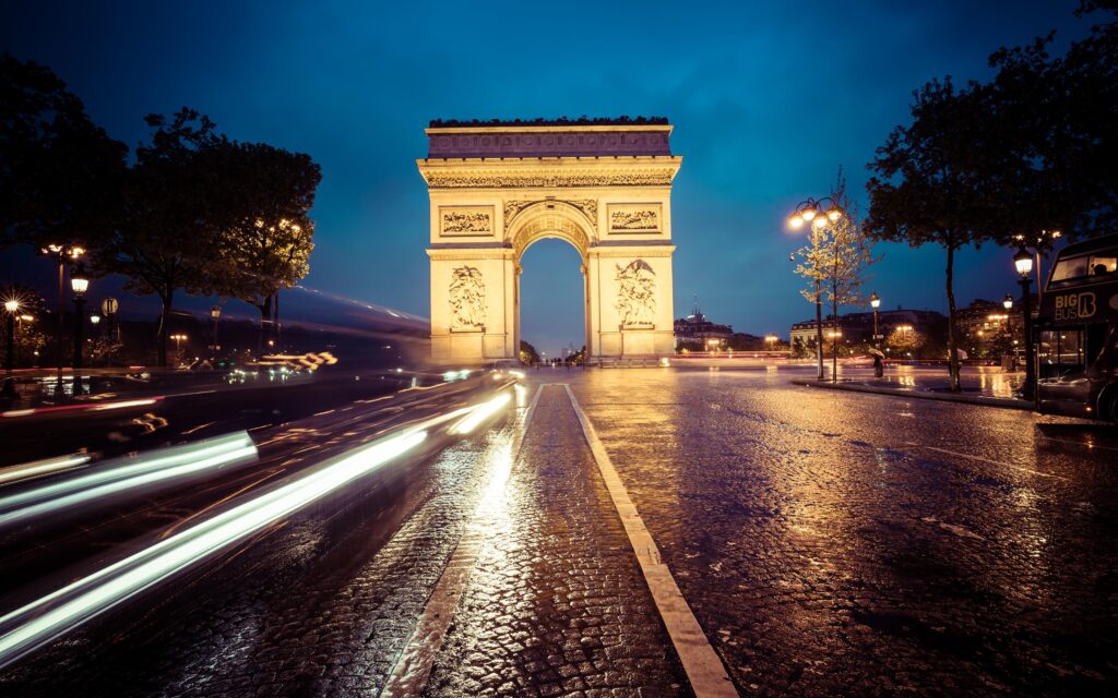 Wallpapers Paris France Arch Arc de Triomphe Roads Motion