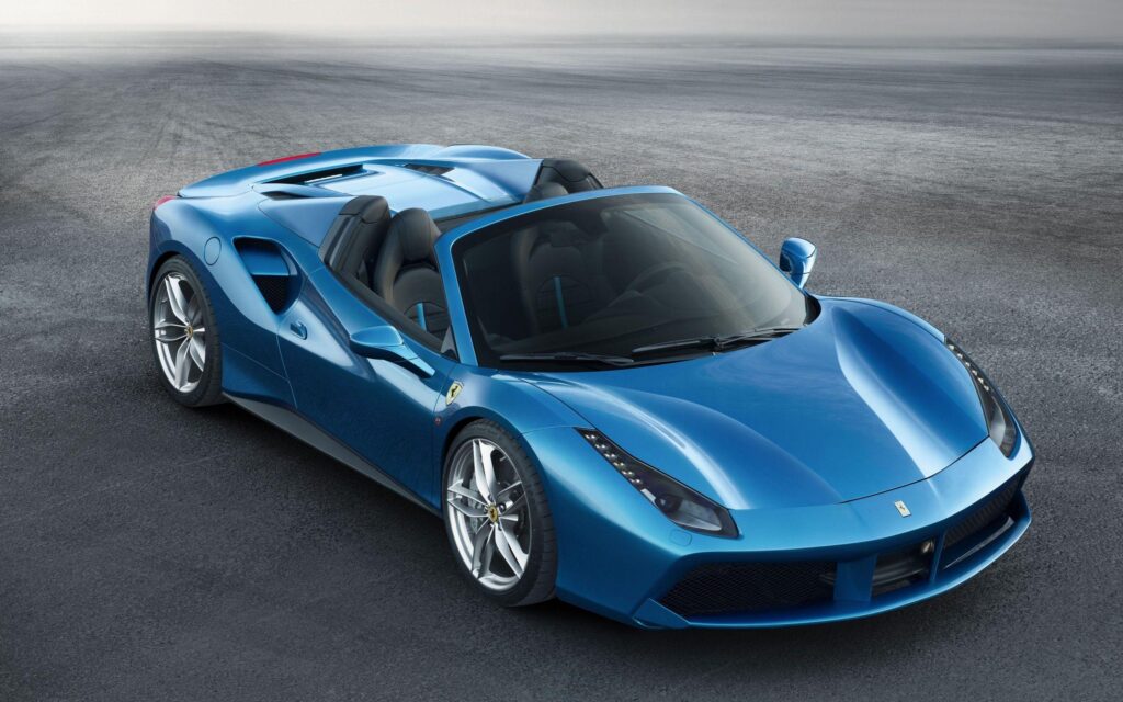 Download Ferrari Spider, Blue, Supercar, Cars