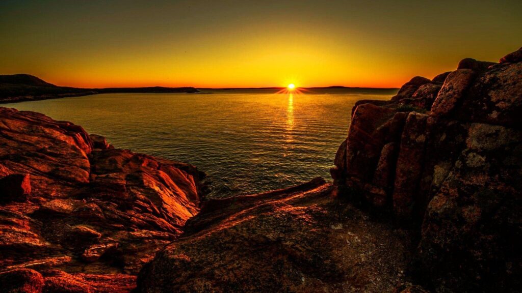 Sunset At Acadia National Park Desk 4K Backgrounds
