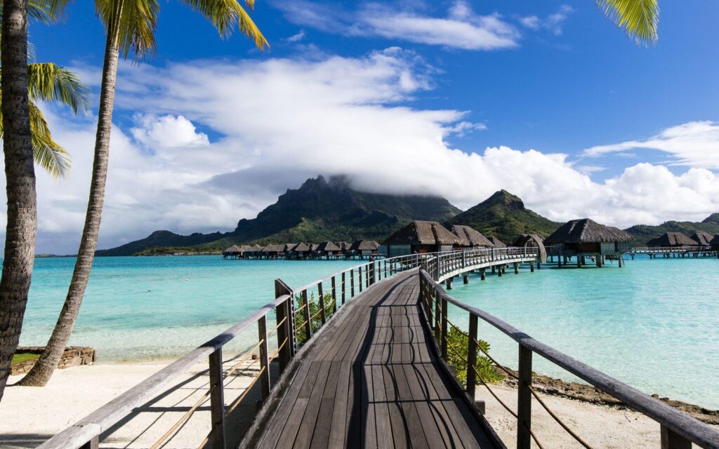Download wallpapers Bora Bora, ocean, summer travel, vacation, blue
