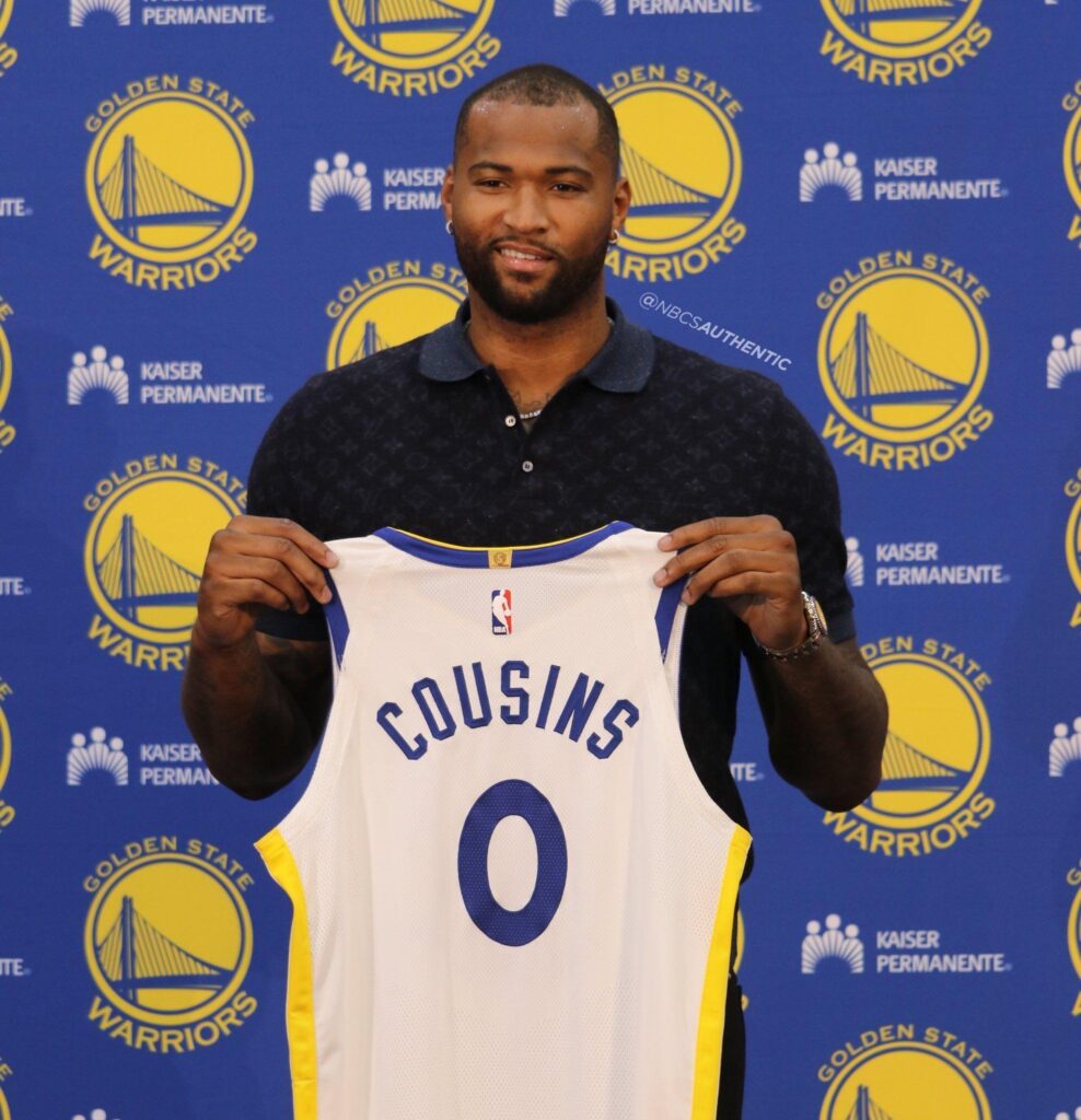Demarcus Cousins joins the Golden State Warriors officially during a
