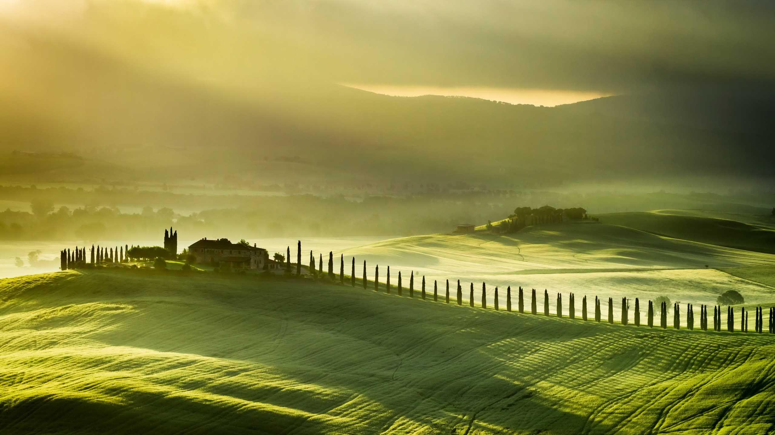 Landscape Tuscany Italy Green Farm Landscape Hills Backgrounds Wallpaper