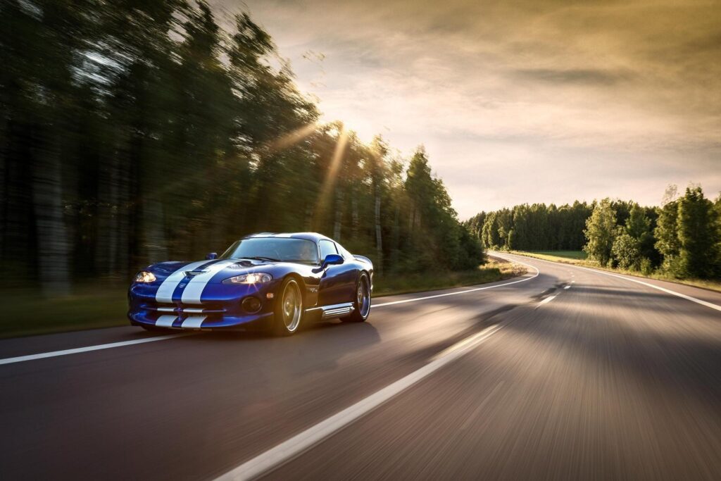 On the road in my Dodge Viper