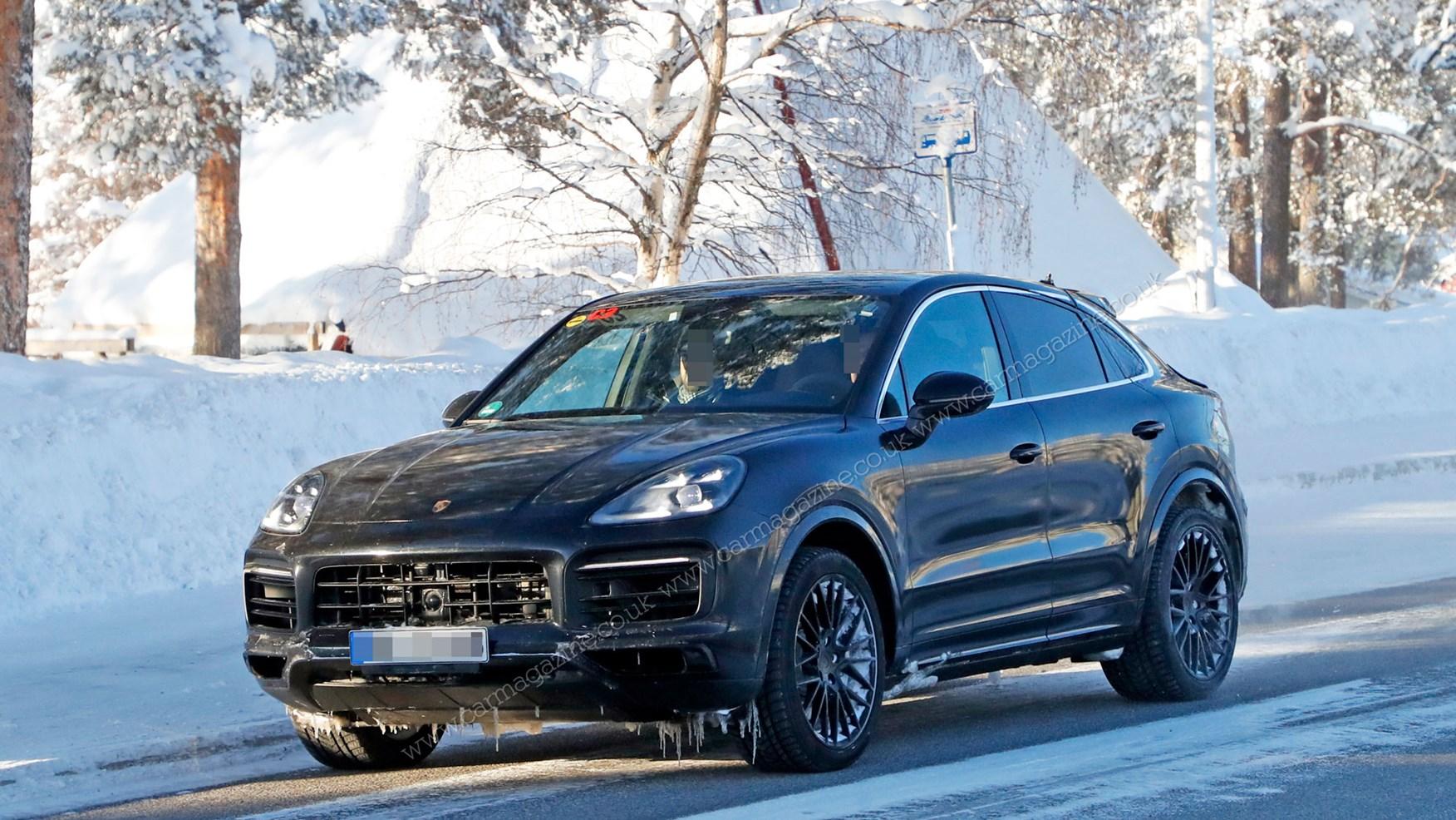 Porsche Cayenne Coupe sporty SUV spotted winter testing