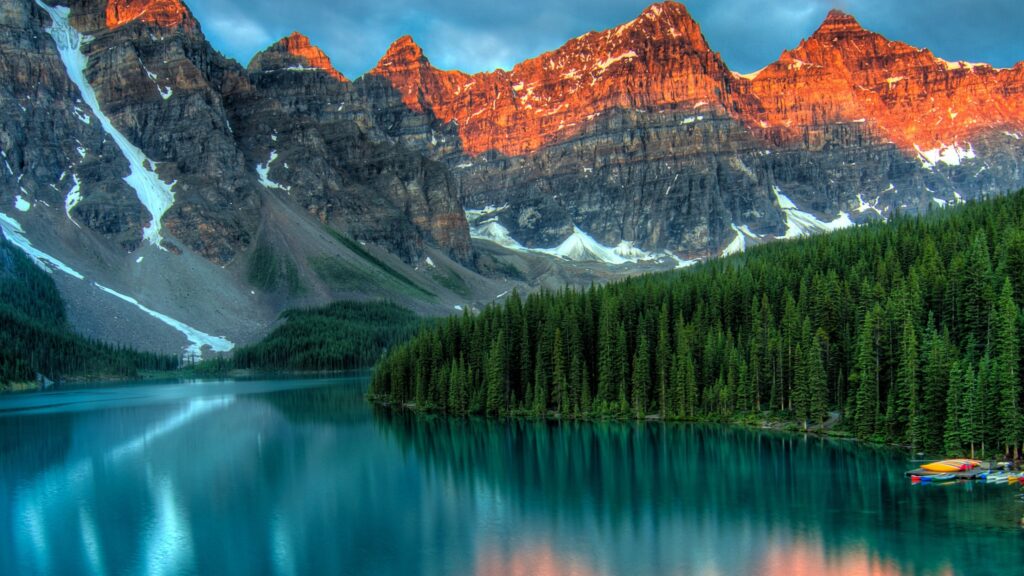 Wallpapers Moraine Lake, Banff, Canada, mountains, forest, k, Nature