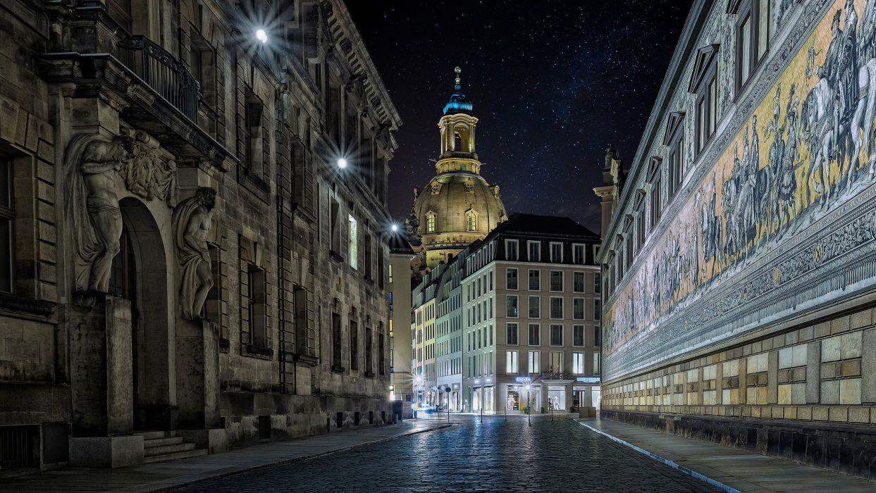 Germany street night Dresden wallpapers