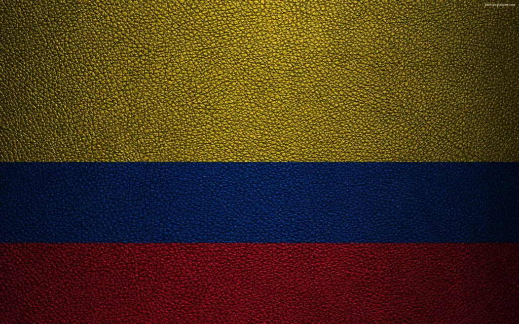 Download wallpapers Flag of Colombia, K, leather texture, Colombian