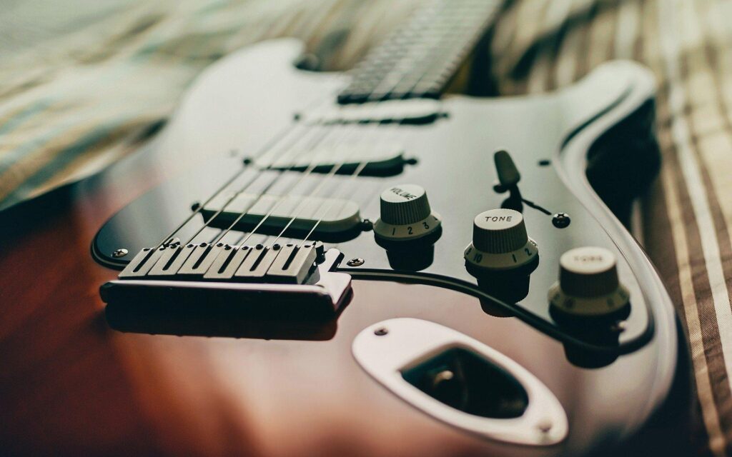 Photography of electric guitar 2K wallpapers