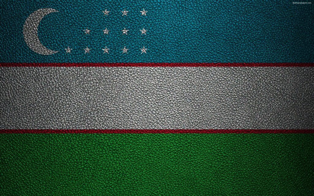Download wallpapers Flag of Uzbekistan, k, leather texture, Uzbek