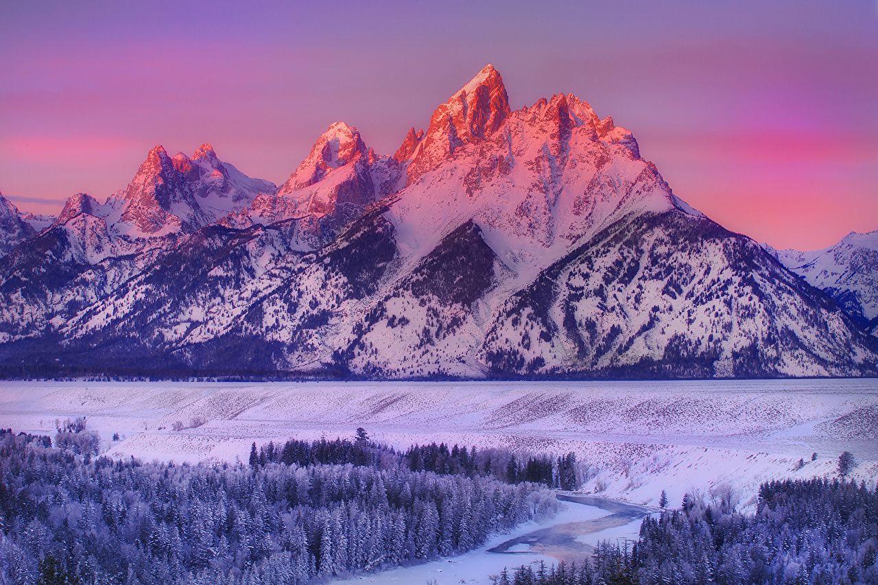 Wallpapers USA grand teton wyoming Nature Winter Mountains Snow