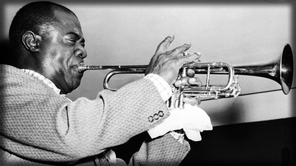 Download Wallpapers louis armstrong, pipe, jacket, face