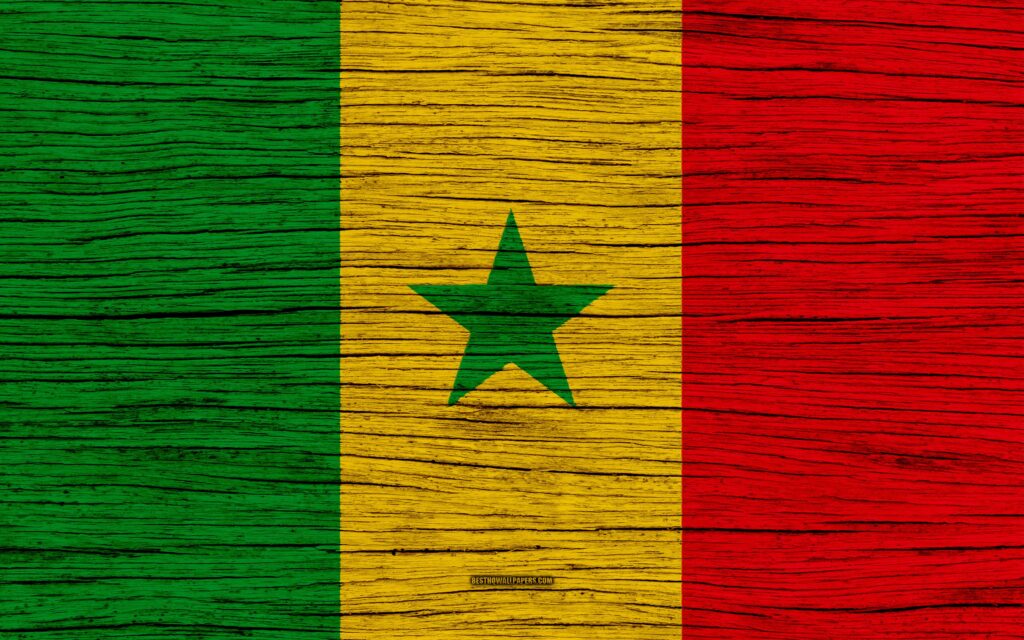 Download wallpapers Flag of Senegal, k, Africa, wooden texture