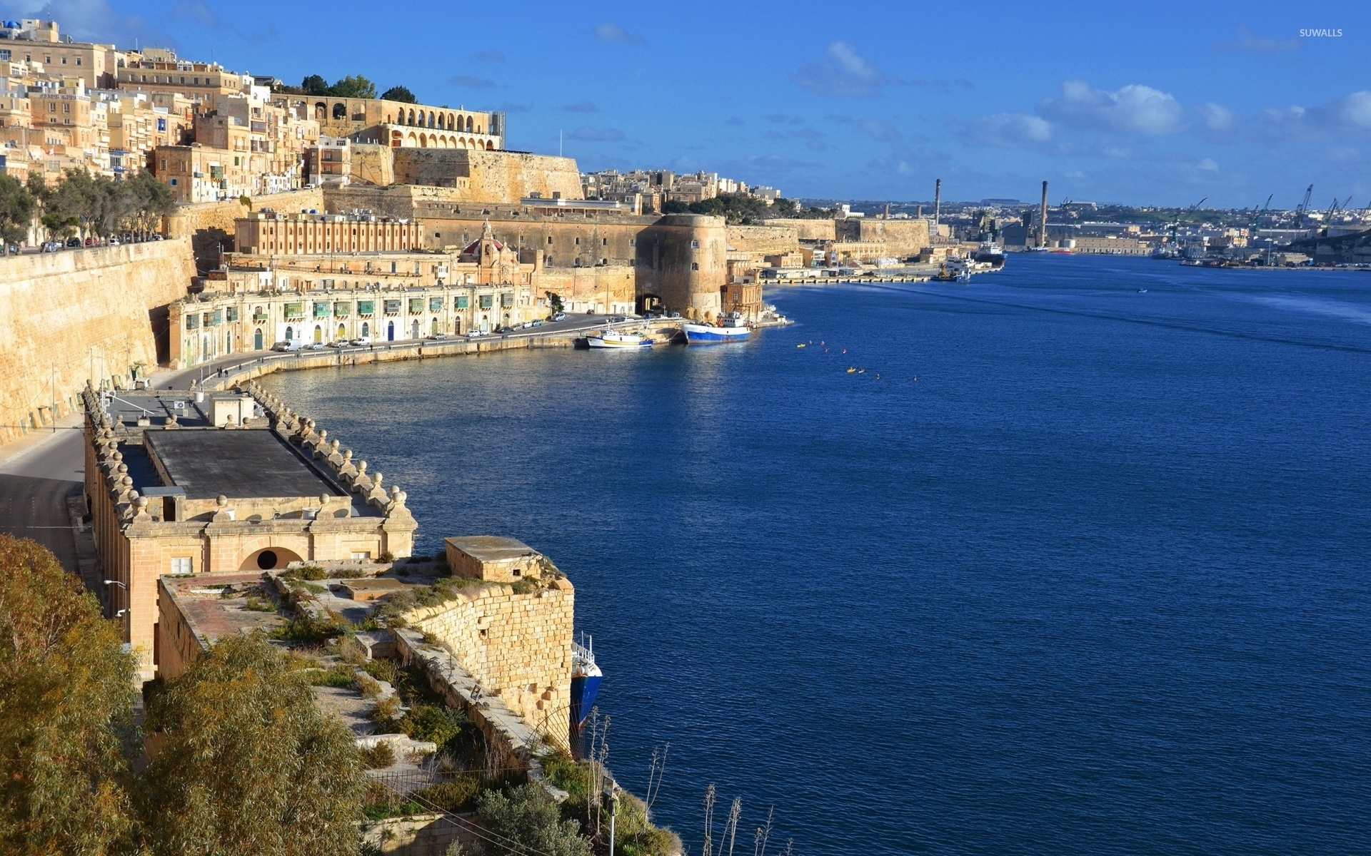 City of Valletta guarded by a stone frotress wallpapers