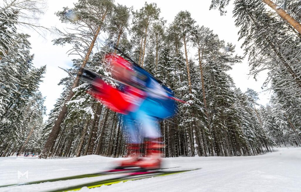 Wallpapers winter, forest, speed, biathlon, biathlete Wallpaper for