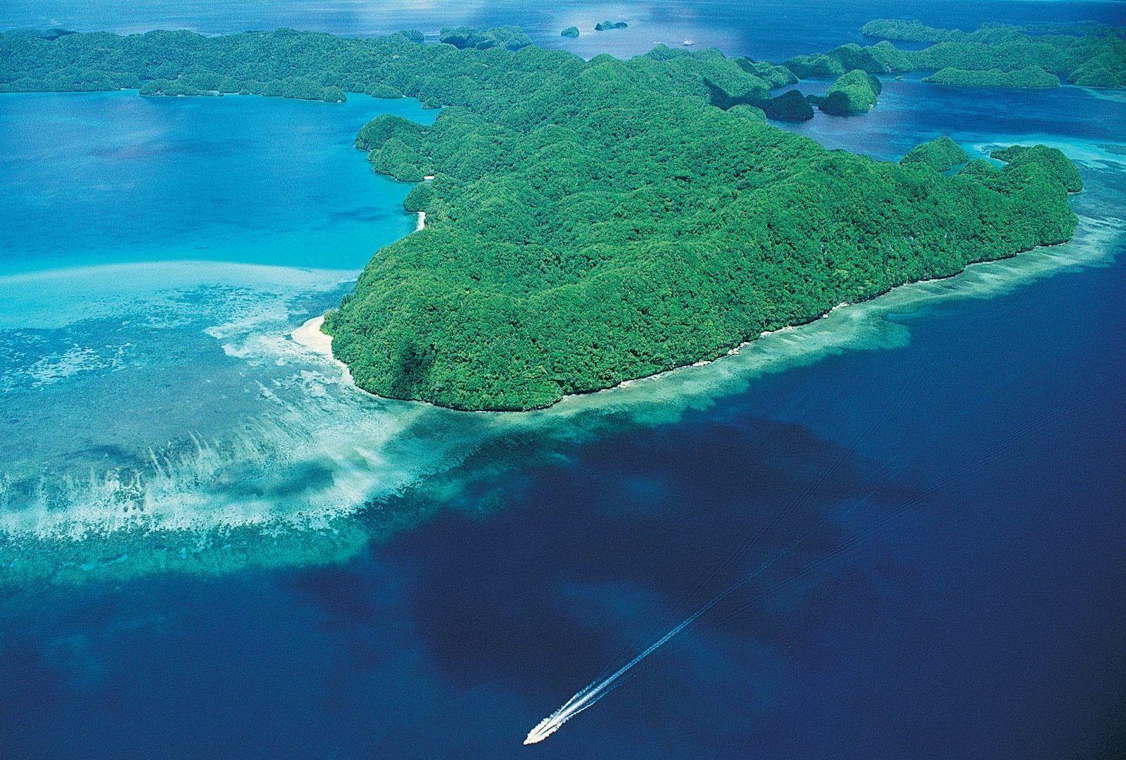 Palau Tag wallpapers Clouds Rocks Skies Green Landscape Ocean