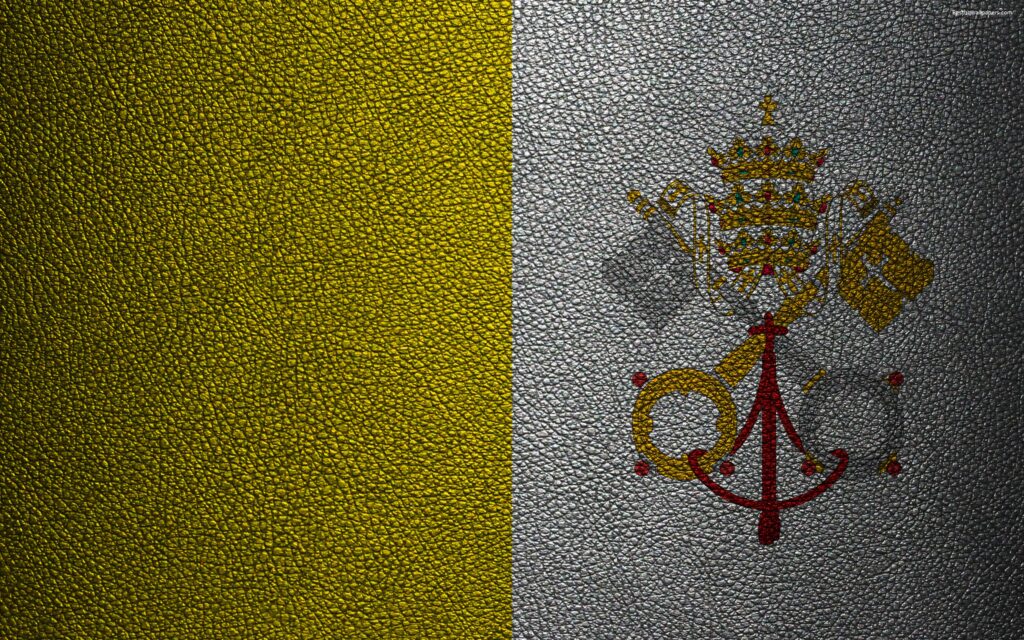 Download wallpapers Flag of the Vatican, k, leather texture