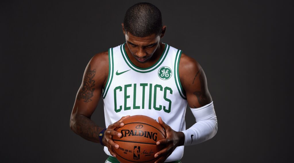 NBAK Kyrie Irving alternate cover features Celtics uniform
