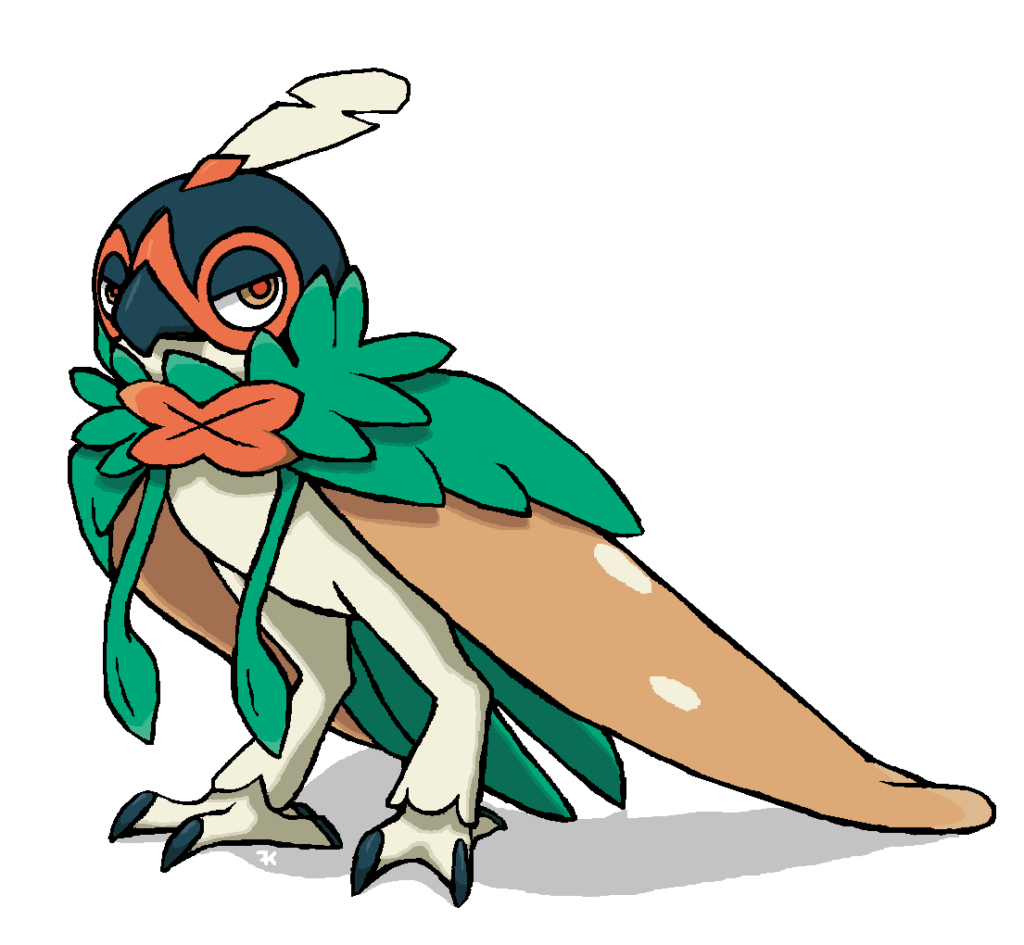I pondered what Decidueye looked like with its hood down, and
