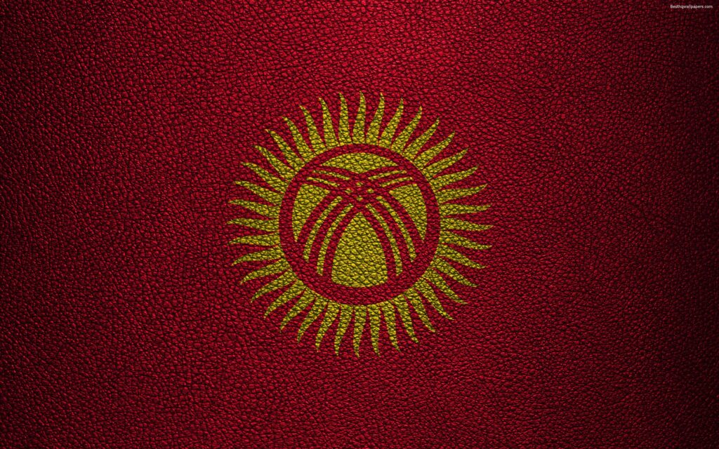 Download wallpapers Flag of Kyrgyzstan, K, leather texture, Kyrgyz