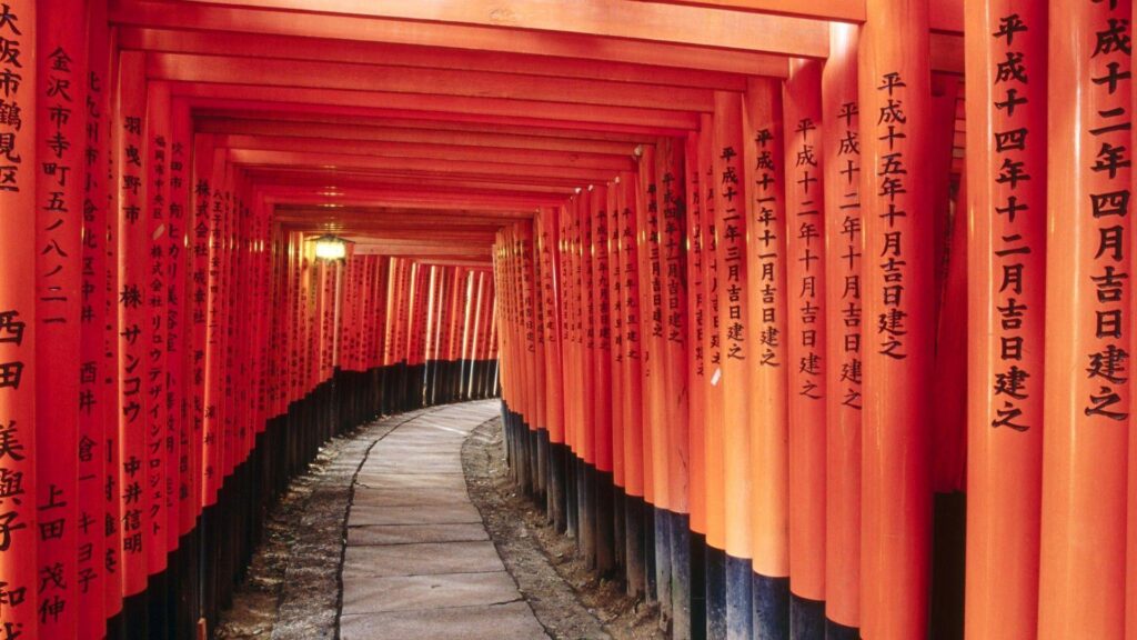 Japanese shrine gate forest