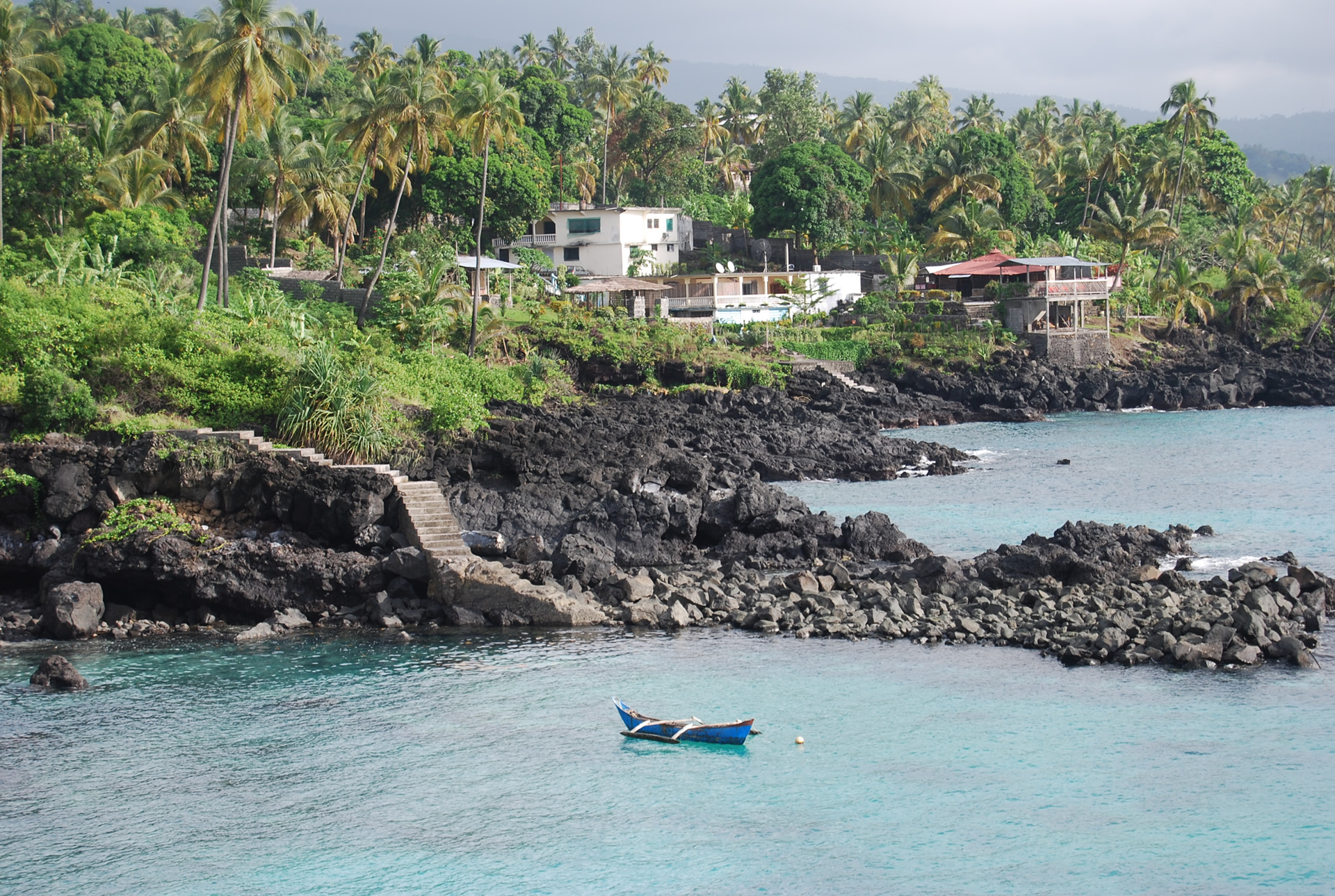 Comoros boat and shore