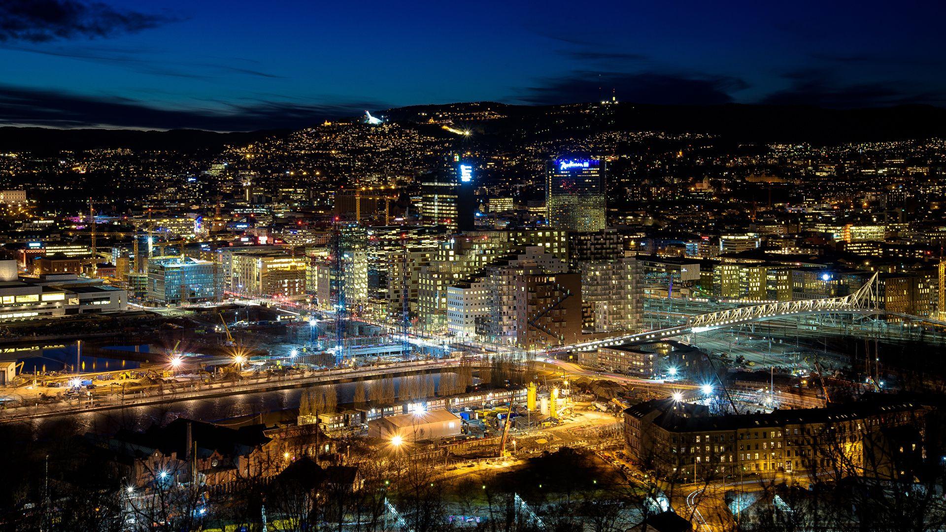 Wallpapers Norway Megalopolis Oslo night time Cities