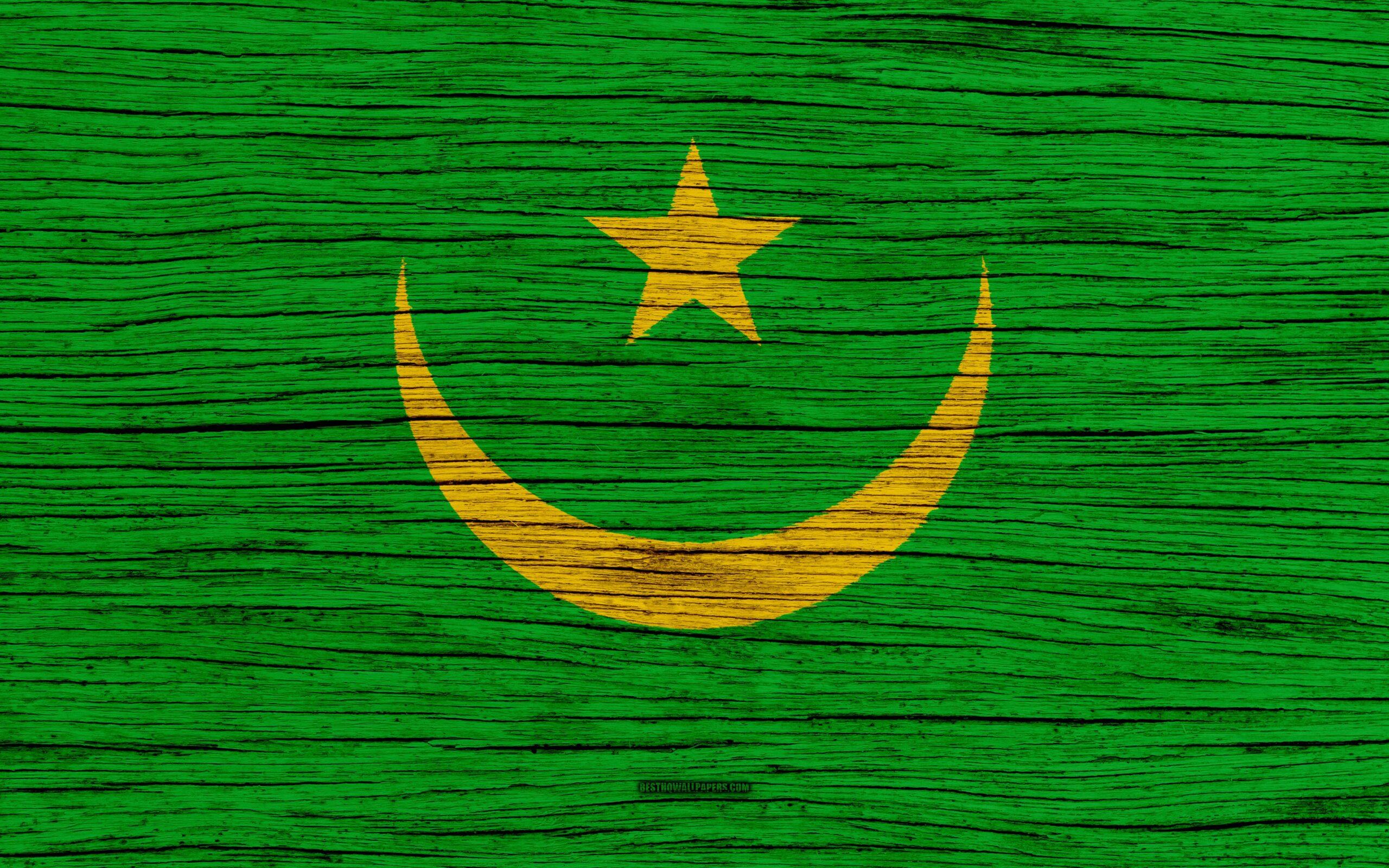 Download wallpapers Flag of Mauritania, k, Africa, wooden texture