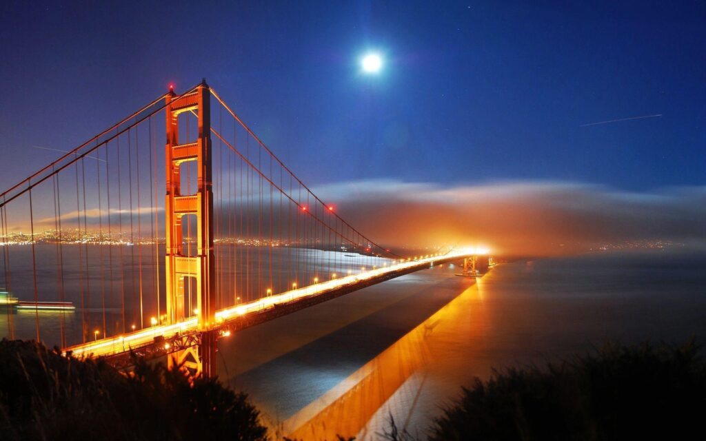 San Francisco Bridge Night Lights 2K Wallpapers « Travel & World