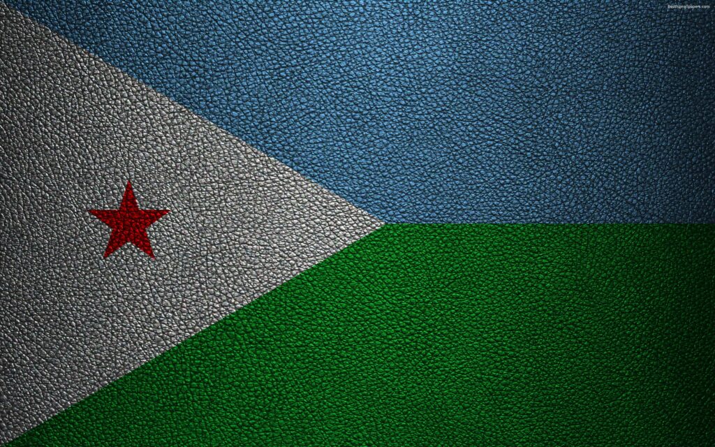 Download wallpapers Flag of Djibouti, leather texture, k