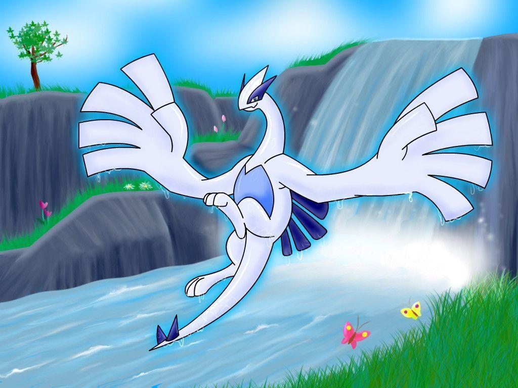 Lugia Wallpaper Lugia by a waterfall 2K wallpapers and backgrounds