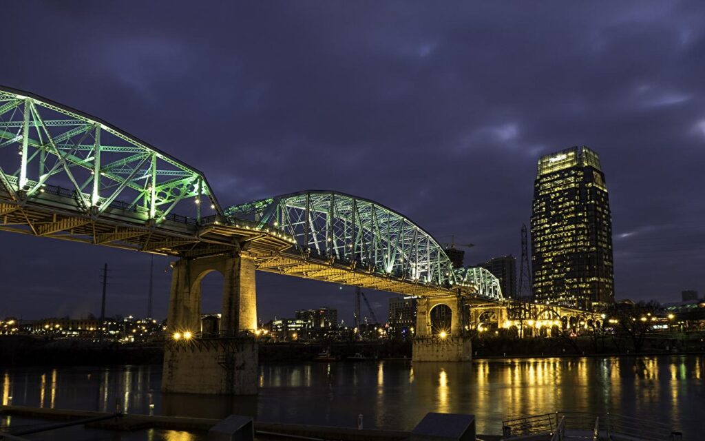 Wallpapers USA Nashville Tennessee Bridges Night Rivers Street
