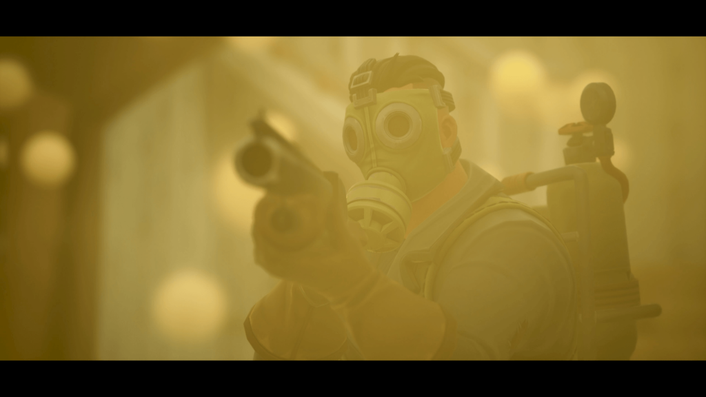 Don’t breath in the gas… Screenshot from my Sky Stalker trailer