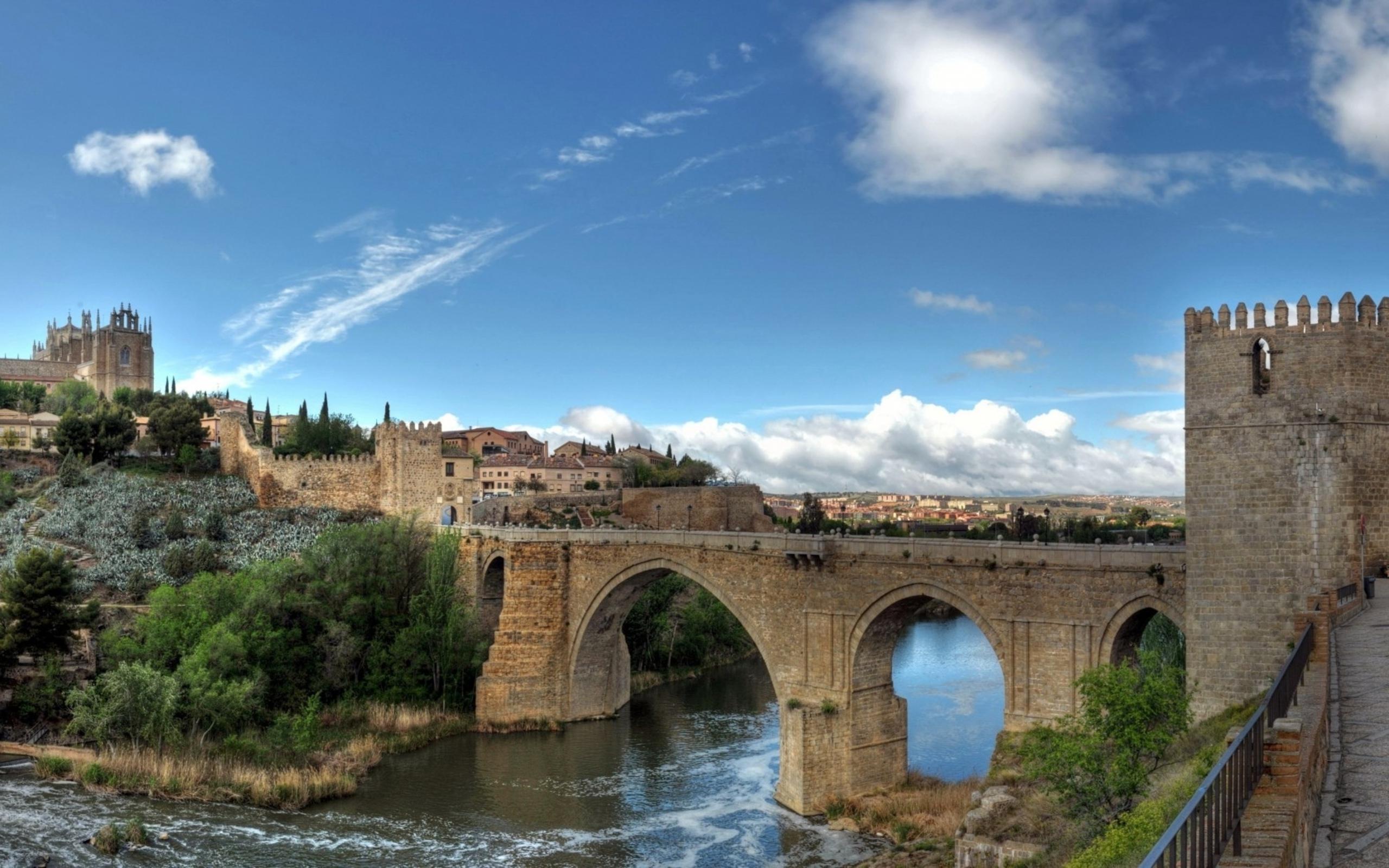 Toledo Bridge Europe River World Spain 2K Wallpapers, Desktop
