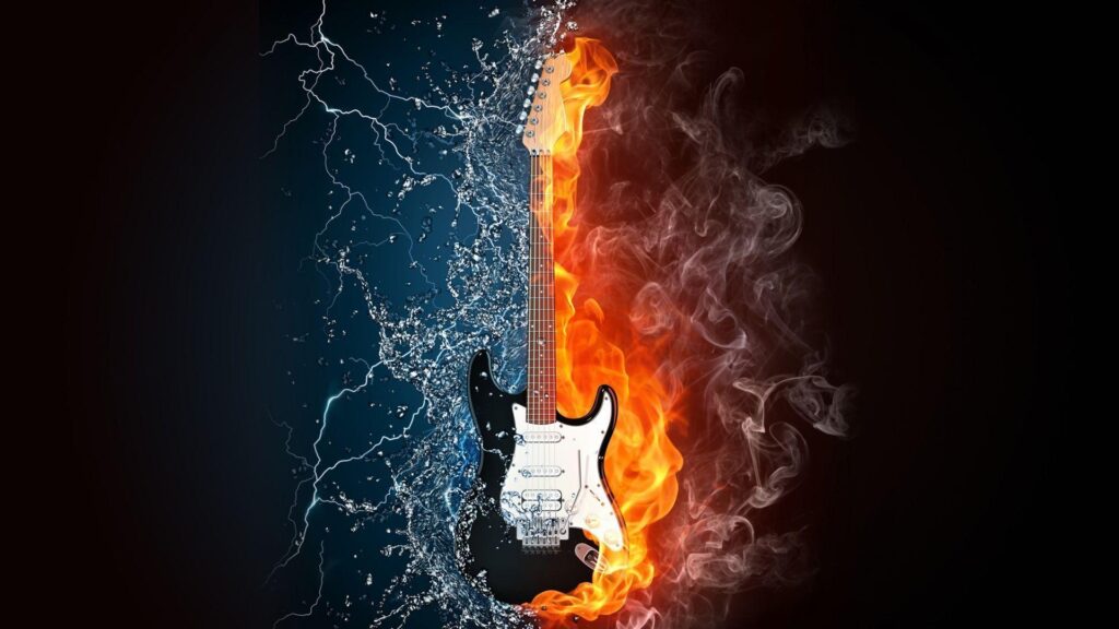 Wallpapers For – Blue Flaming Guitar Wallpapers