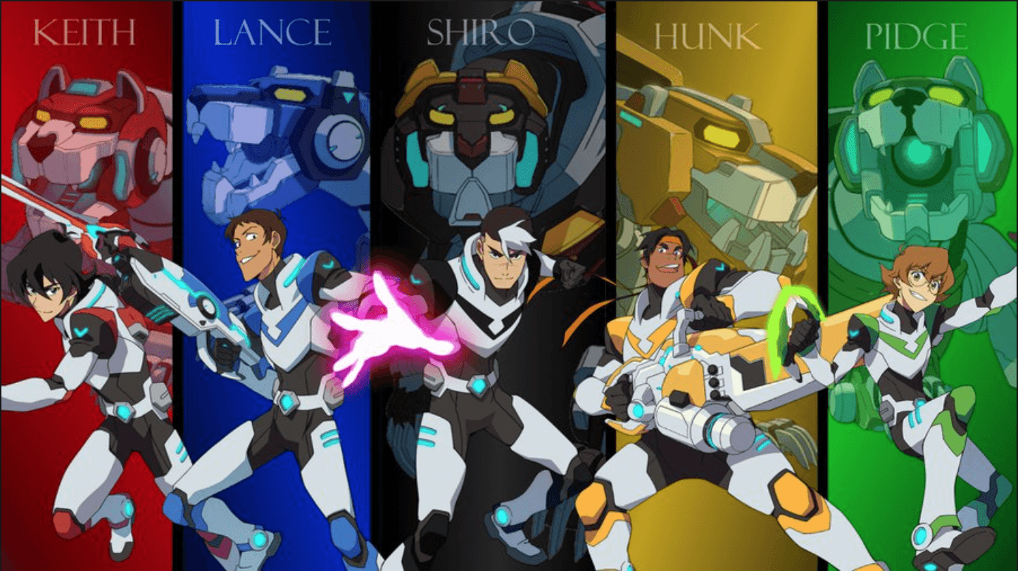 Keith, Lance, Shiro, Hunk and Pidge the Paladins of Voltron from