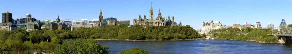 Canada, North America, City, Cathedral, River, Water, Sky, Trees