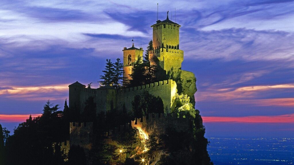 Castles night world fortress italy san marino wallpapers