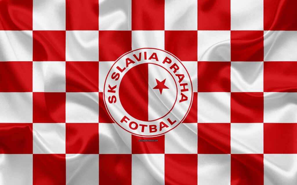 Download wallpapers SK Slavia Prague, k, logo, creative art, white