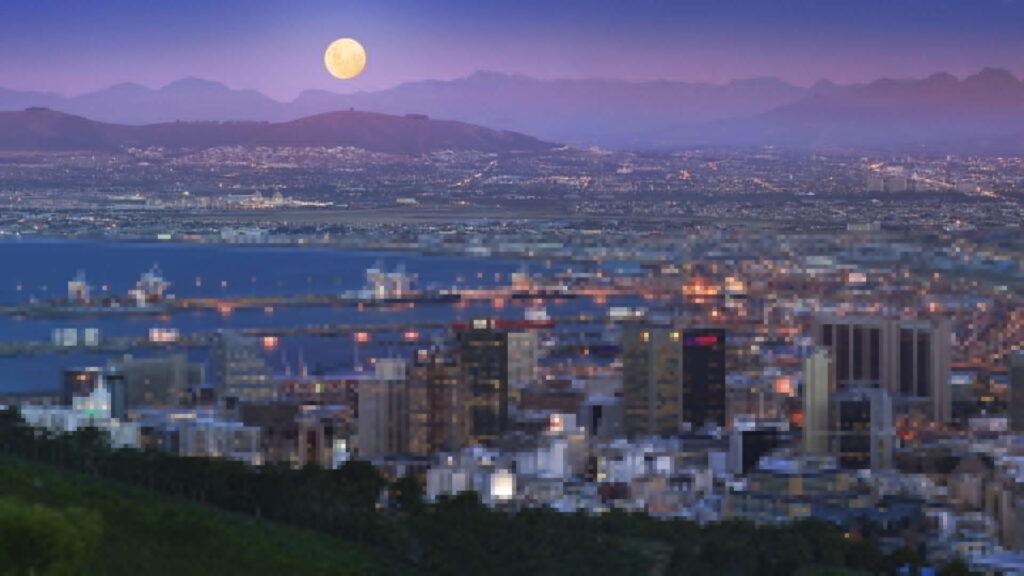 Canberra 2K Of Cape Town Night Buildings In Full Moon South Africa