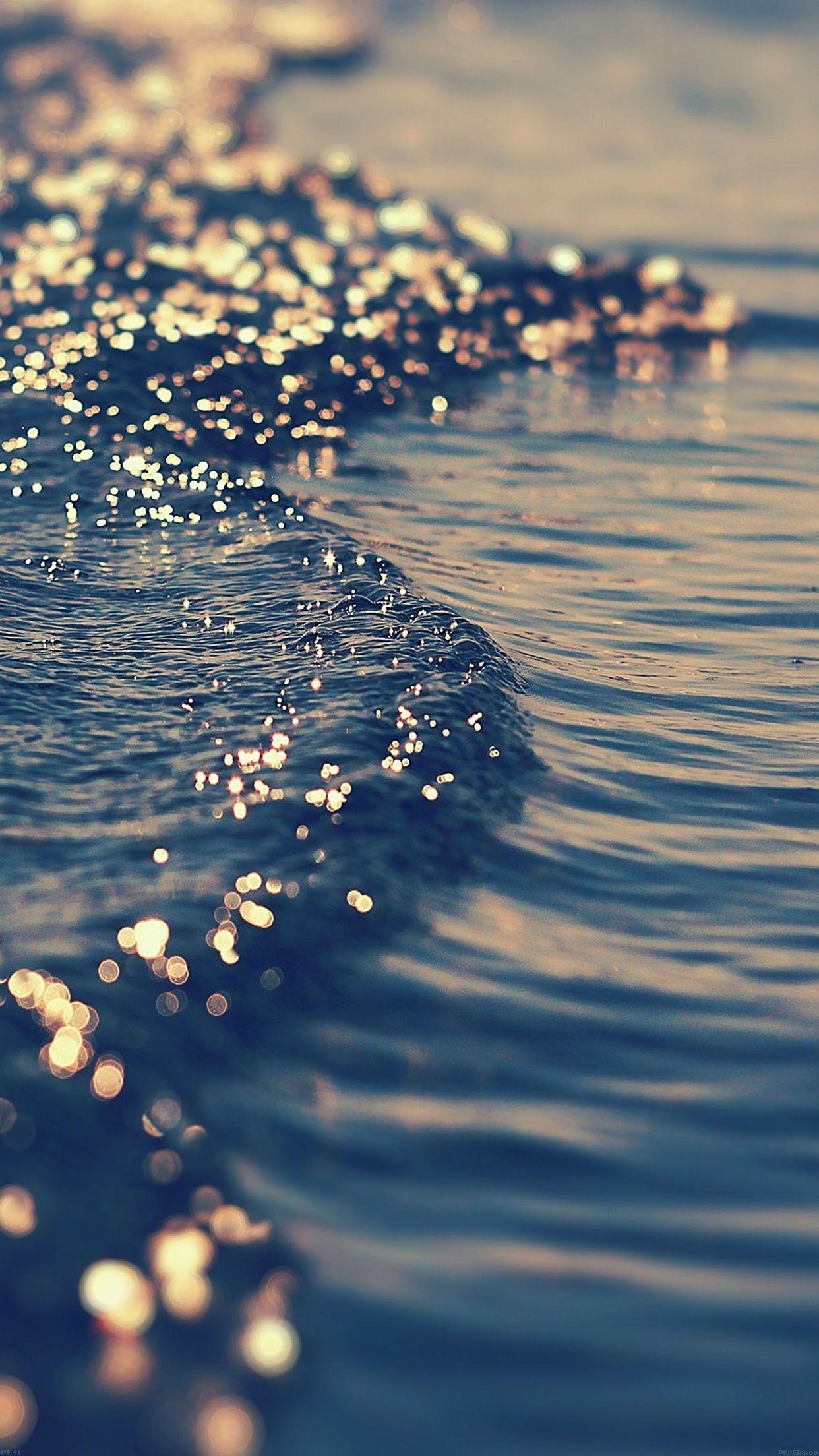 Gold sea wave water sunset ocean nature iPhone Plus Wallpapers
