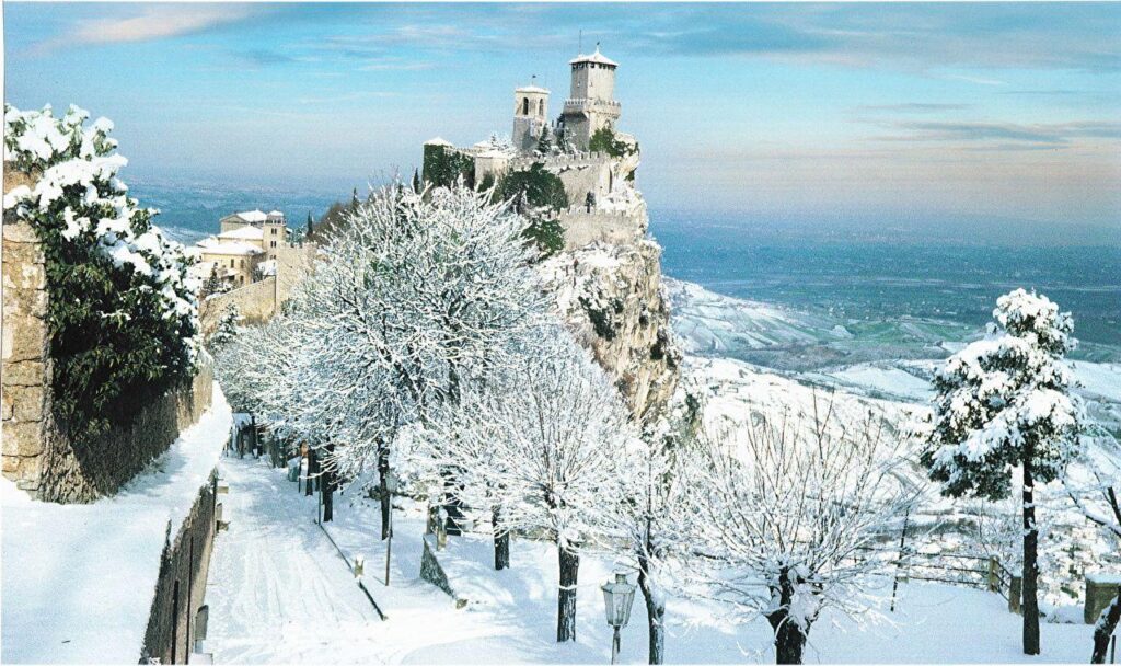 Wallpaper Fortification Republic of San Marino Winter Snow Cities