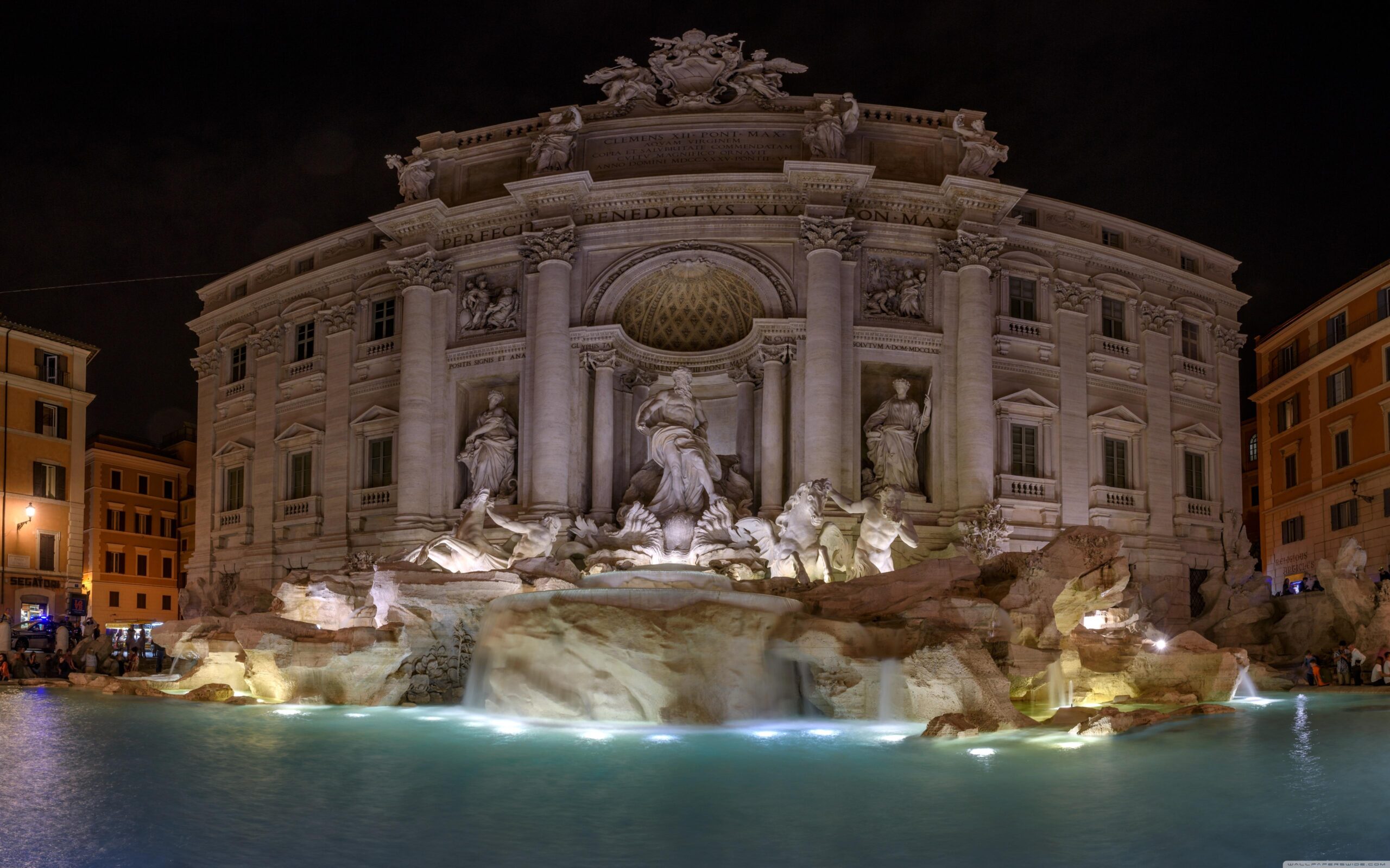 Trevi Fountain at night, Rome, Italy ❤ K 2K Desk 4K Wallpapers for