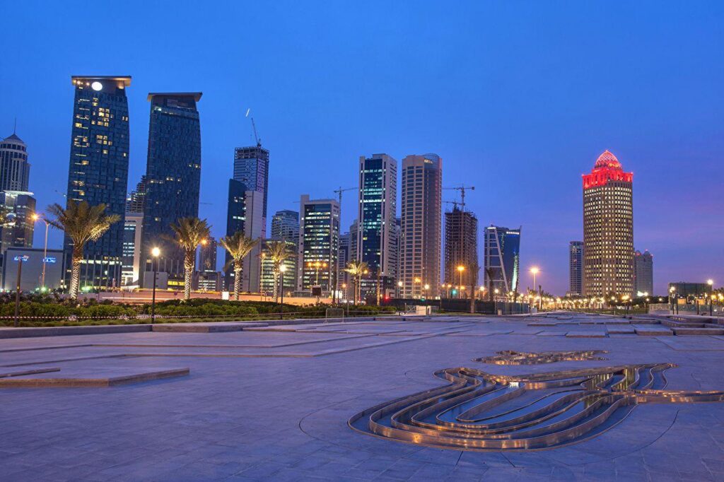 Wallpapers Doha Qatar Street Night Street lights Cities Building