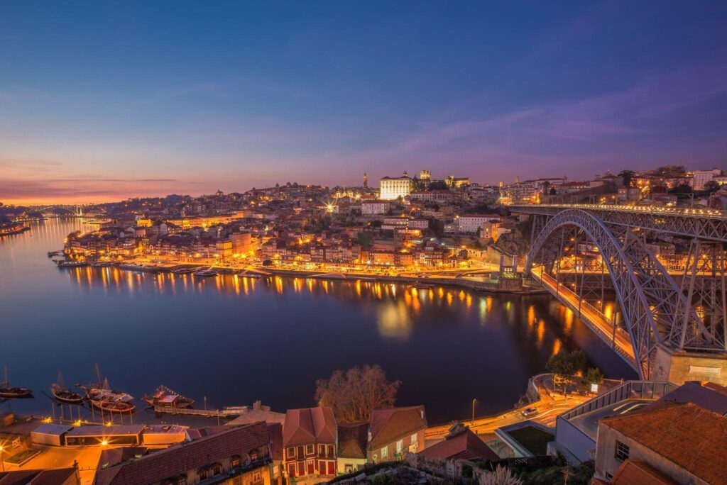 Pictures Oporto Portugal Bridges Night Rivers Cities