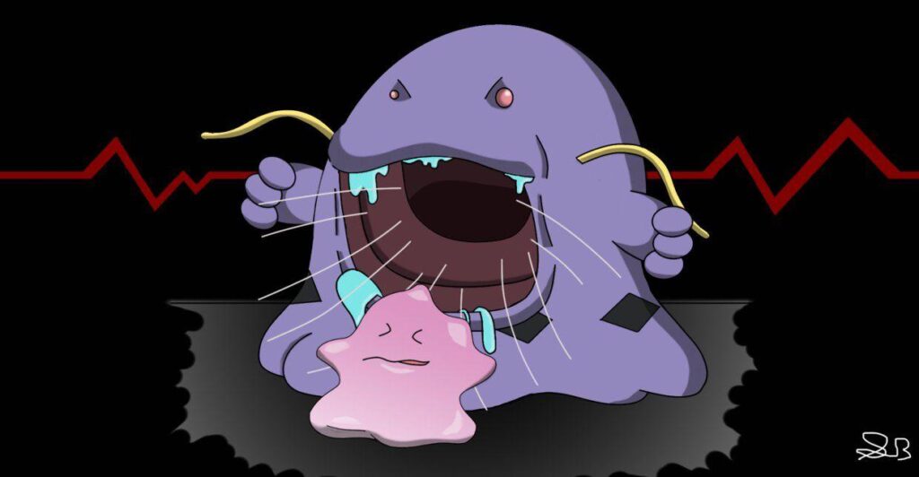 Swalot eating a ditto by prideofwesker