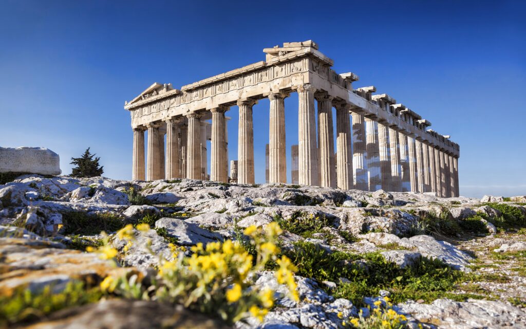 Download wallpapers Acropolis of Athens, k, landmark, summer, ruins
