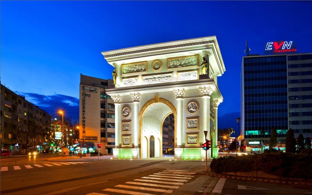 Triumphal Arch Macedonia In City Skopje Republic Of Macedonia