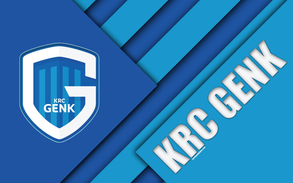 Download wallpapers KRC GENK, k, Belgian football club, blue