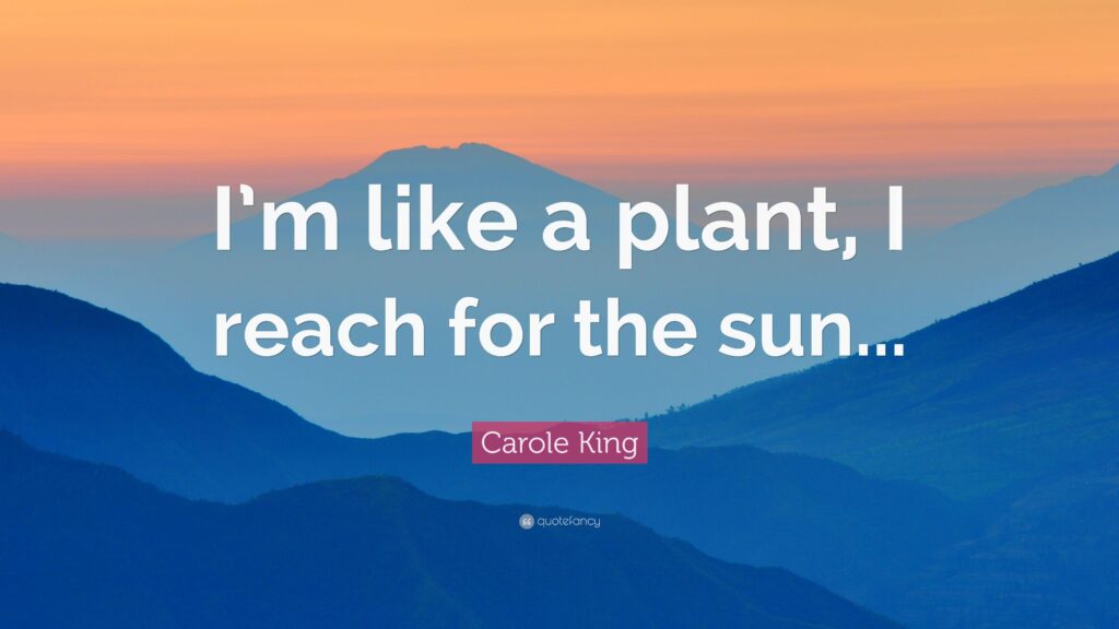 Carole King Quote “I’m like a plant, I reach for the sun”