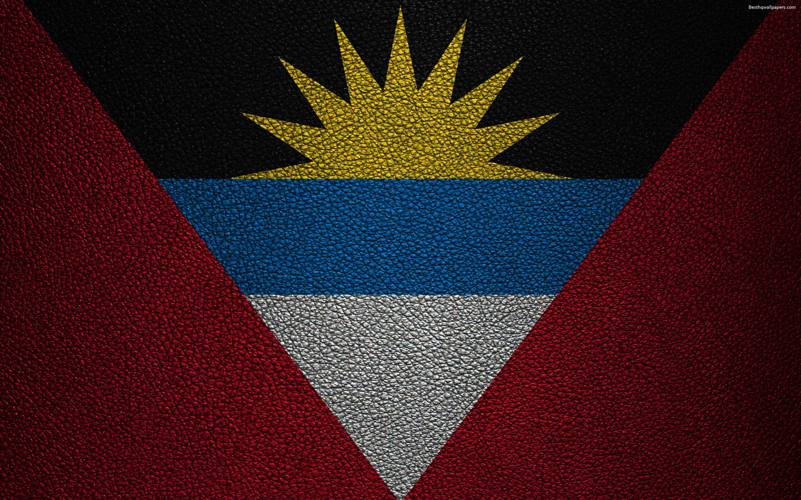 Download wallpapers Flag of Antigua and Barbuda, K, leather texture